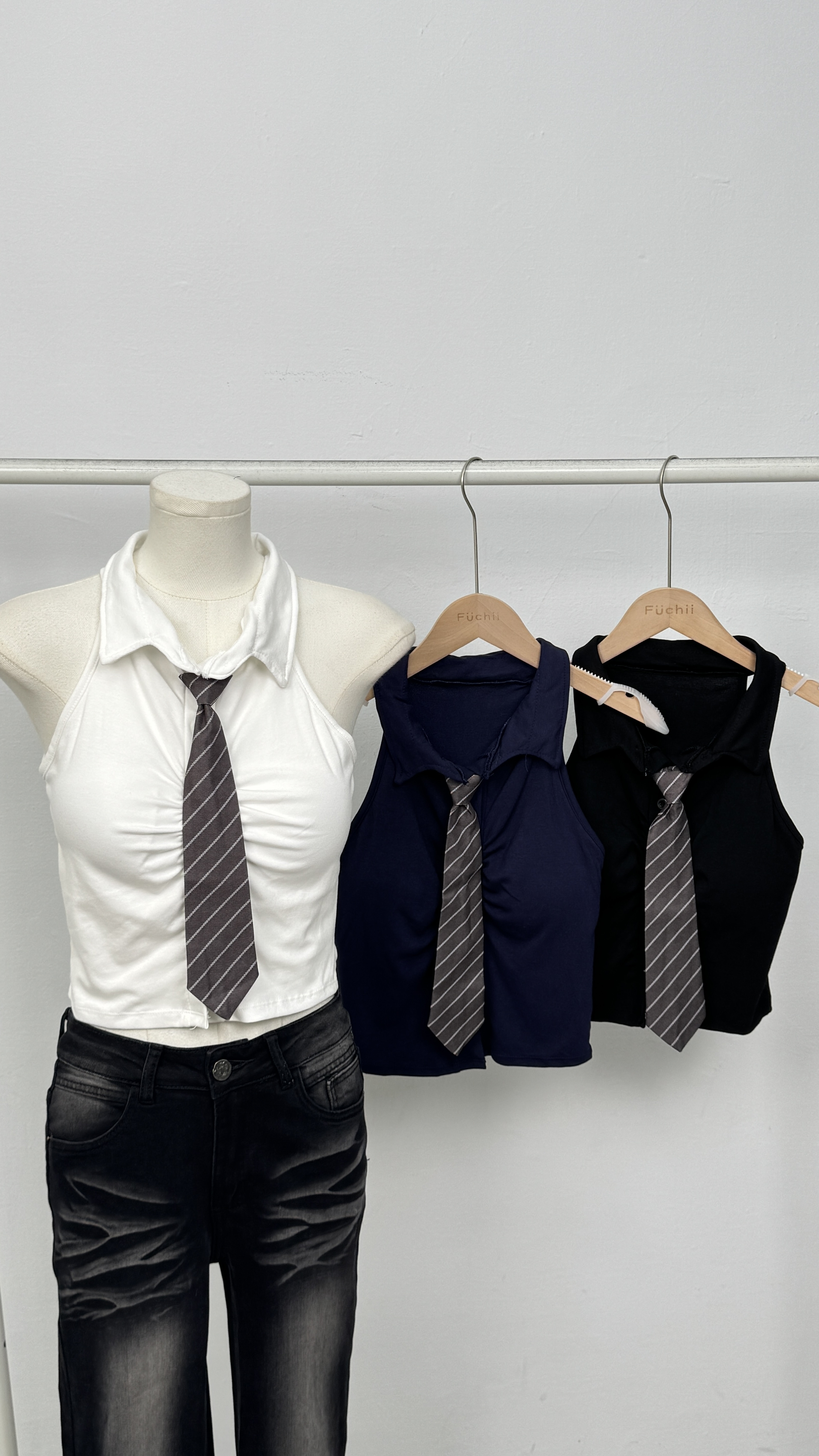 NEW西裝式翻領抓皺背心