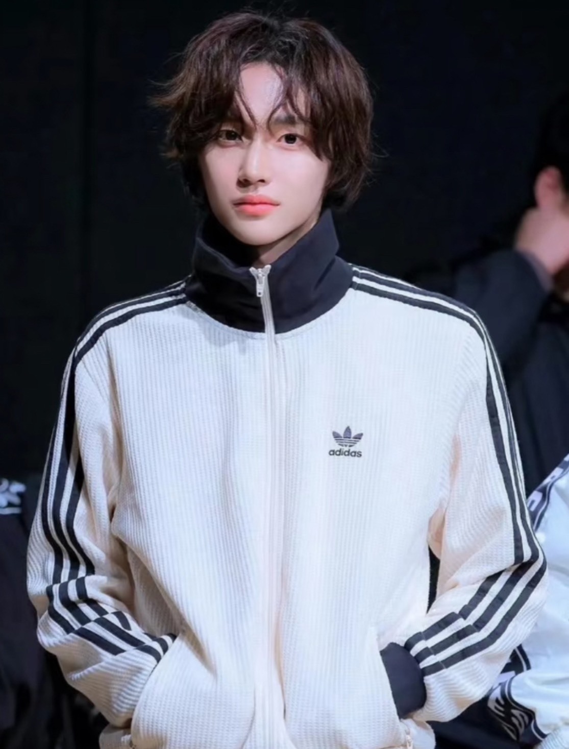 【代購】adidas Originals WAFFLE BBTT 三葉草復古立領運動外套 元彬同款 奇妙白 JW0109