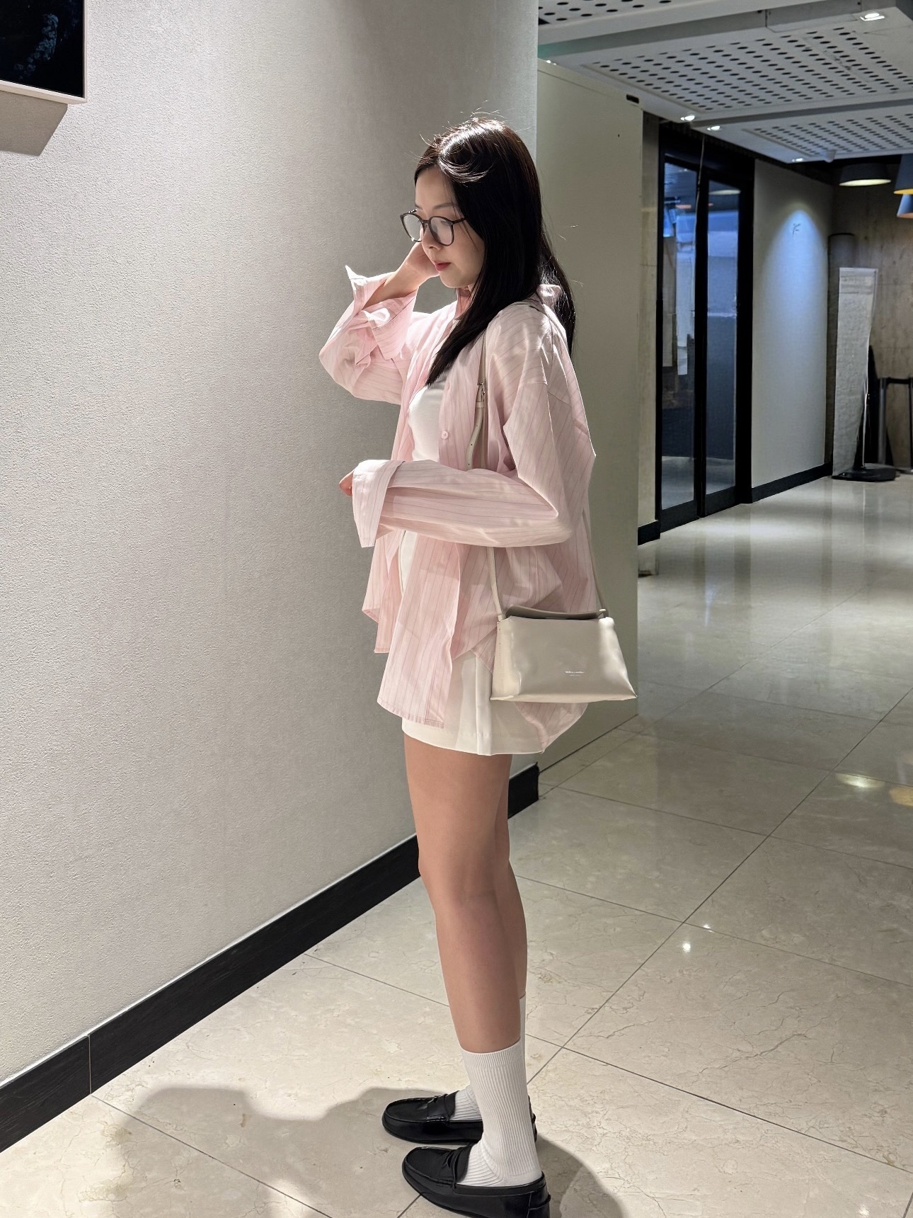 L16 春天條紋長襯衫（粉/藍）