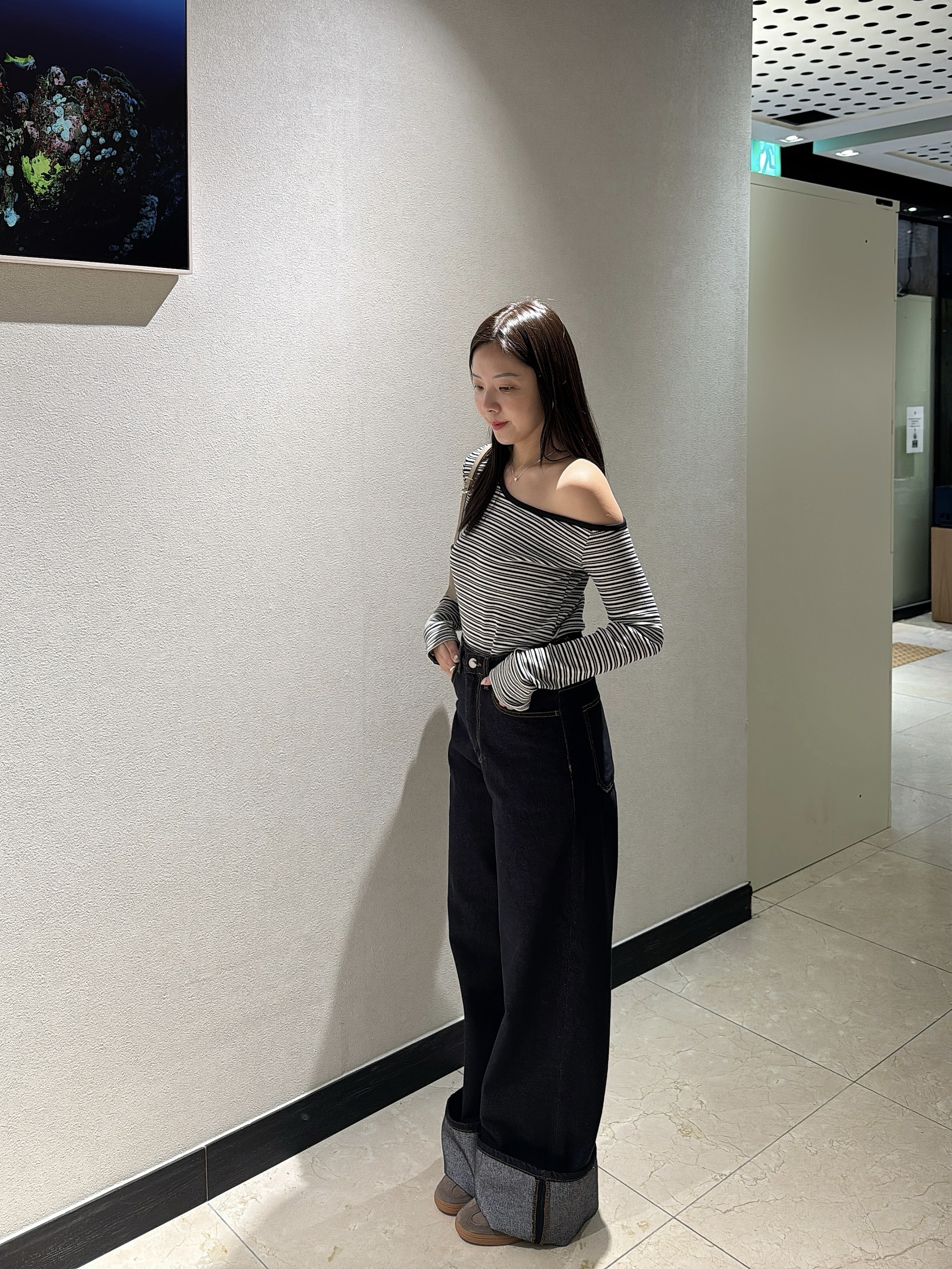 L12 原色牛仔反折長褲S/M/L