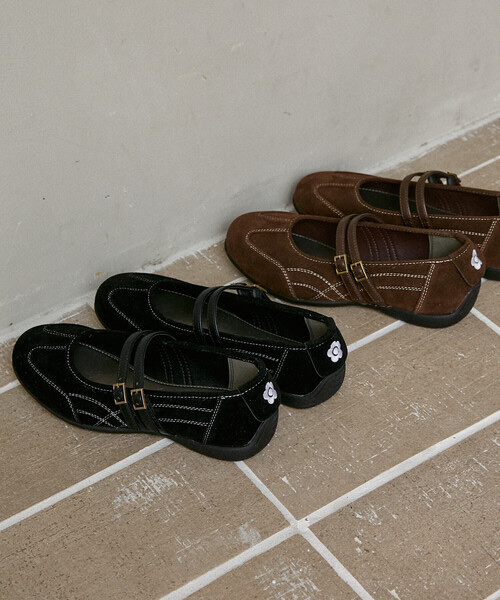 MARY QUANT × PUBLUX / Faux Suede Mary Jane Sneakers