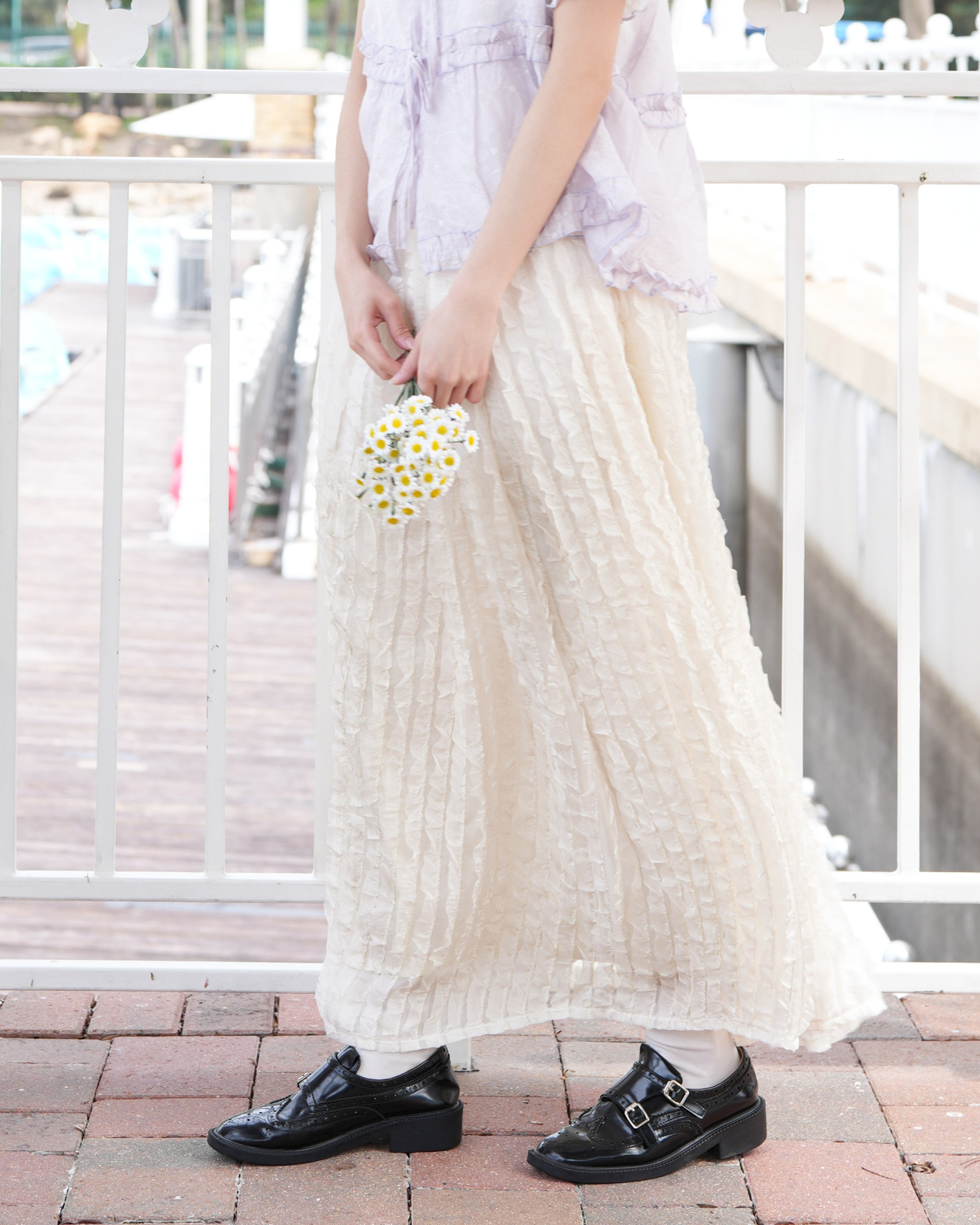 水母波浪皺褶半截裙 · 2色入