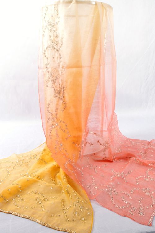 WM044 Scarfesia 橙紅漸變絲巾 75% Wool 25% Silk