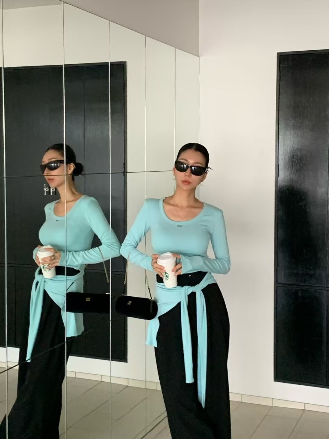 #AF129造型兩件式披肩上衣(白/灰條紋/紅條紋/薄荷)