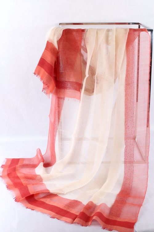 WM034 Scarfesia 透杏配紅絲巾 75% Wool 25% Silk