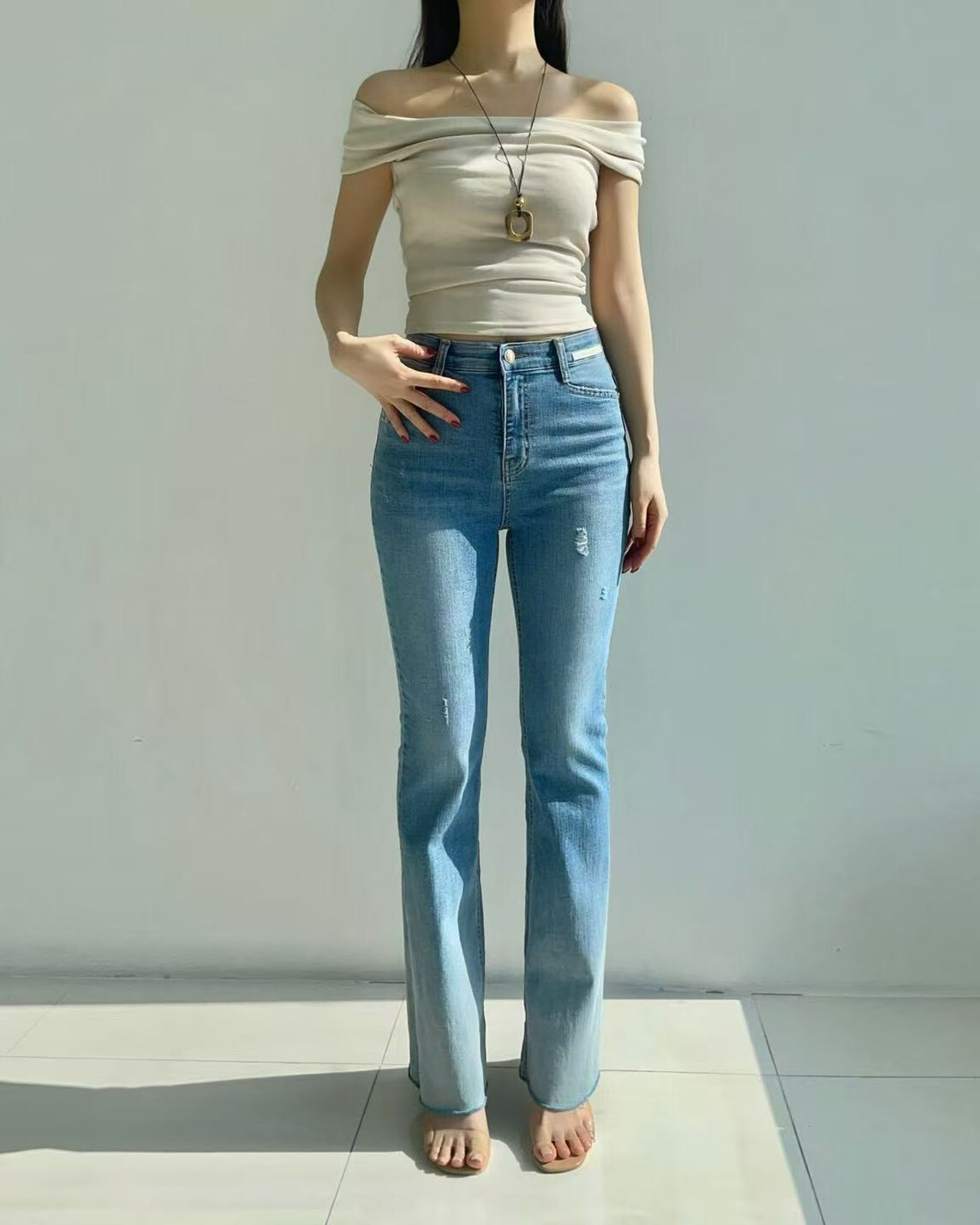 6103漸層褲腳牛仔長褲