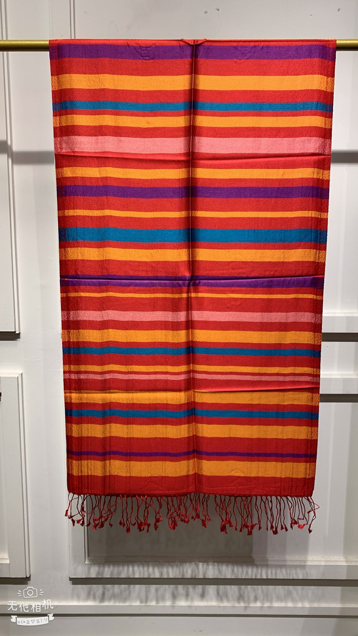 WM021 Scarfesia 彩色間條流蘇絲巾 100% Silk