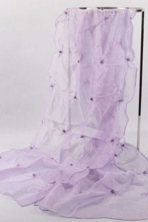 WM018 Scarfesia 透粉紫色點點絲巾 60% Wool 40% Silk