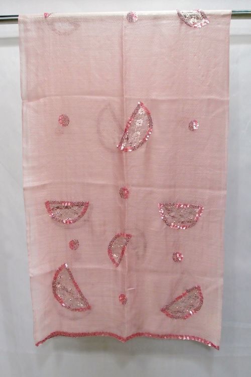 WM016 Scarfesia 透粉紅配小閃片絲巾 75% Wool 25% Silk