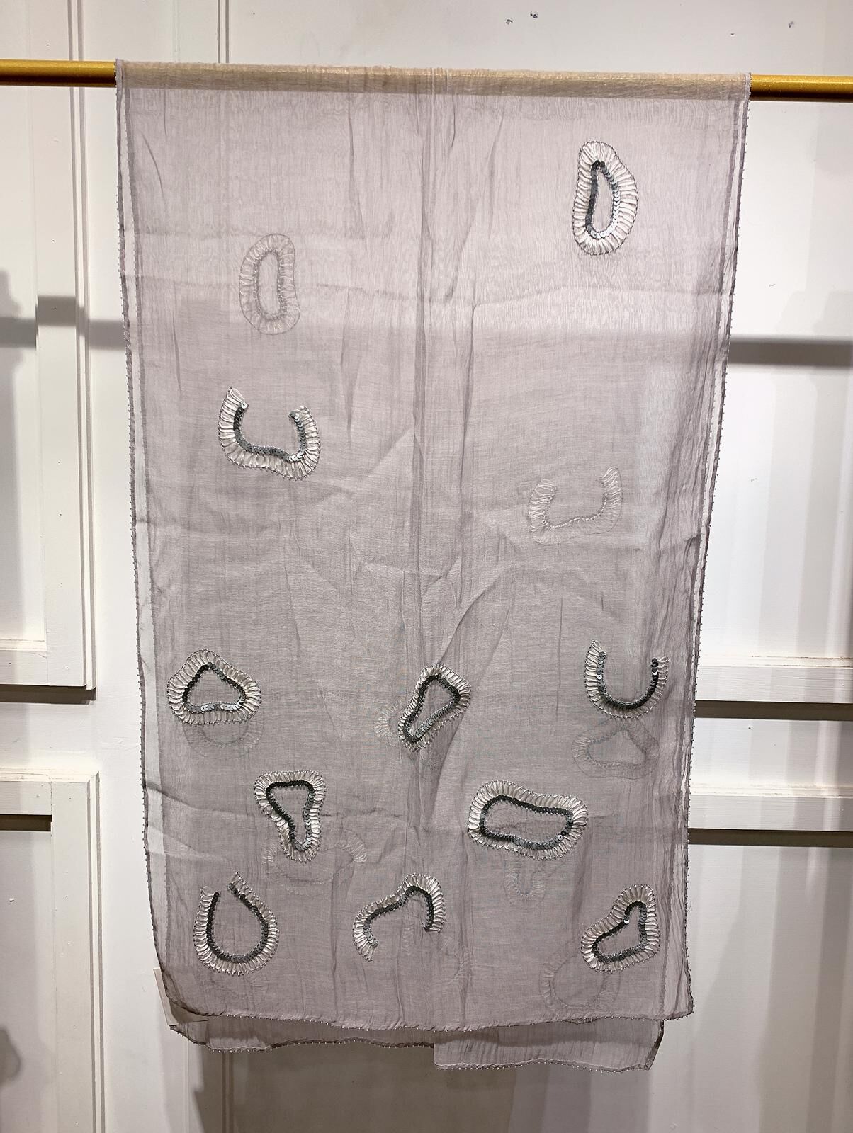 WM006 Scarfesia 透紫色不規則圖案絲巾 65% Cotton 35% Silk