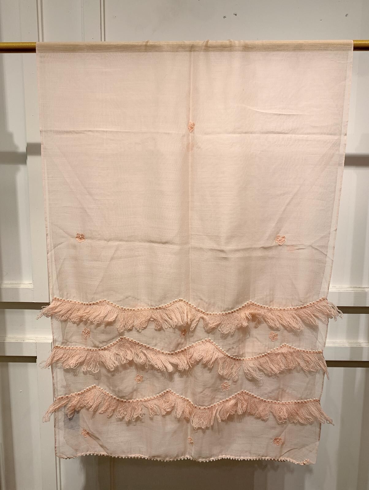 WM005 Scarfesia 淺粉色小毛毛絲巾 75% Wool 25% Silk