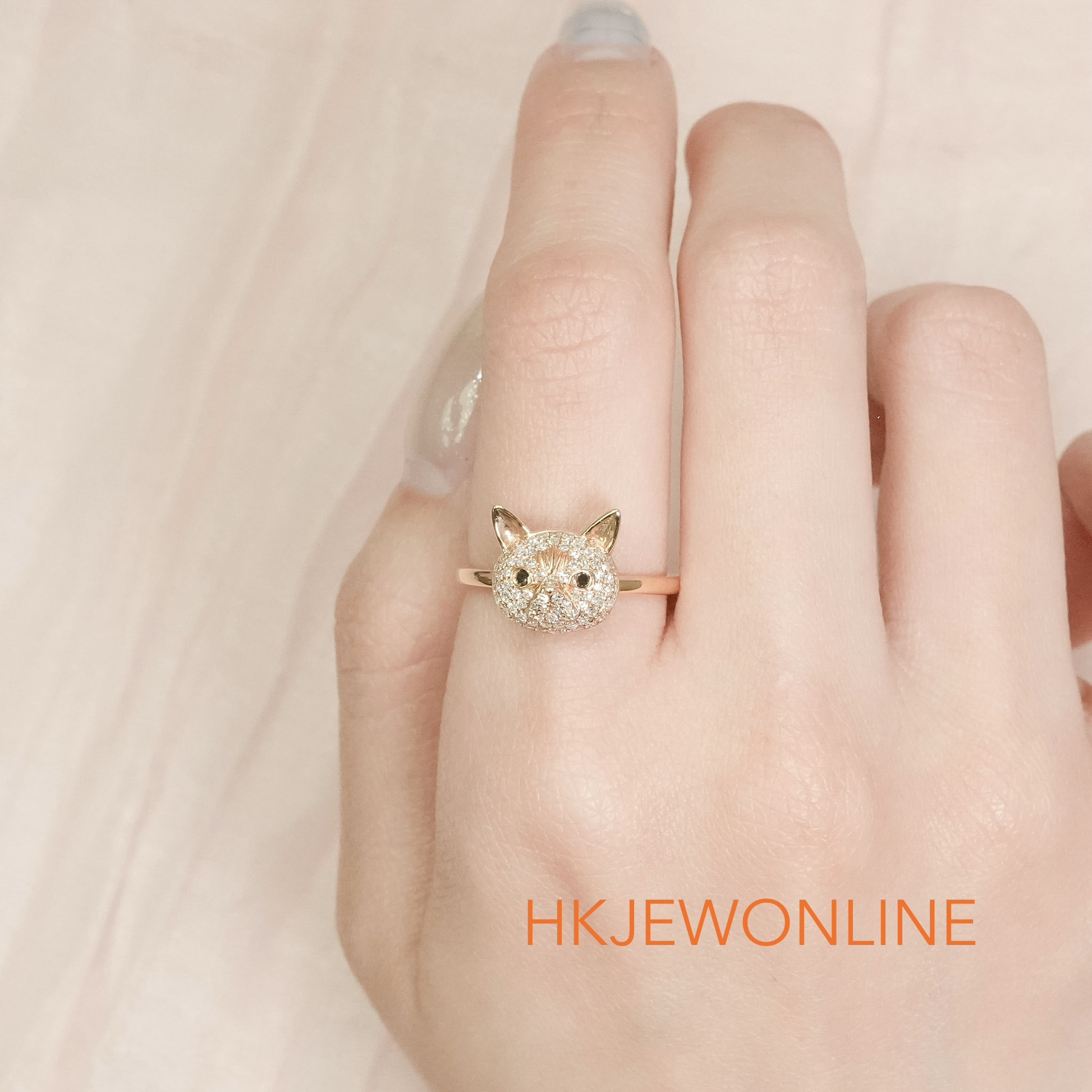 18K Rose Gold Diamond Exotic Shorthair Collection(Ring & Pendant 2 in 1– Plain Gold Band/Bracelet)