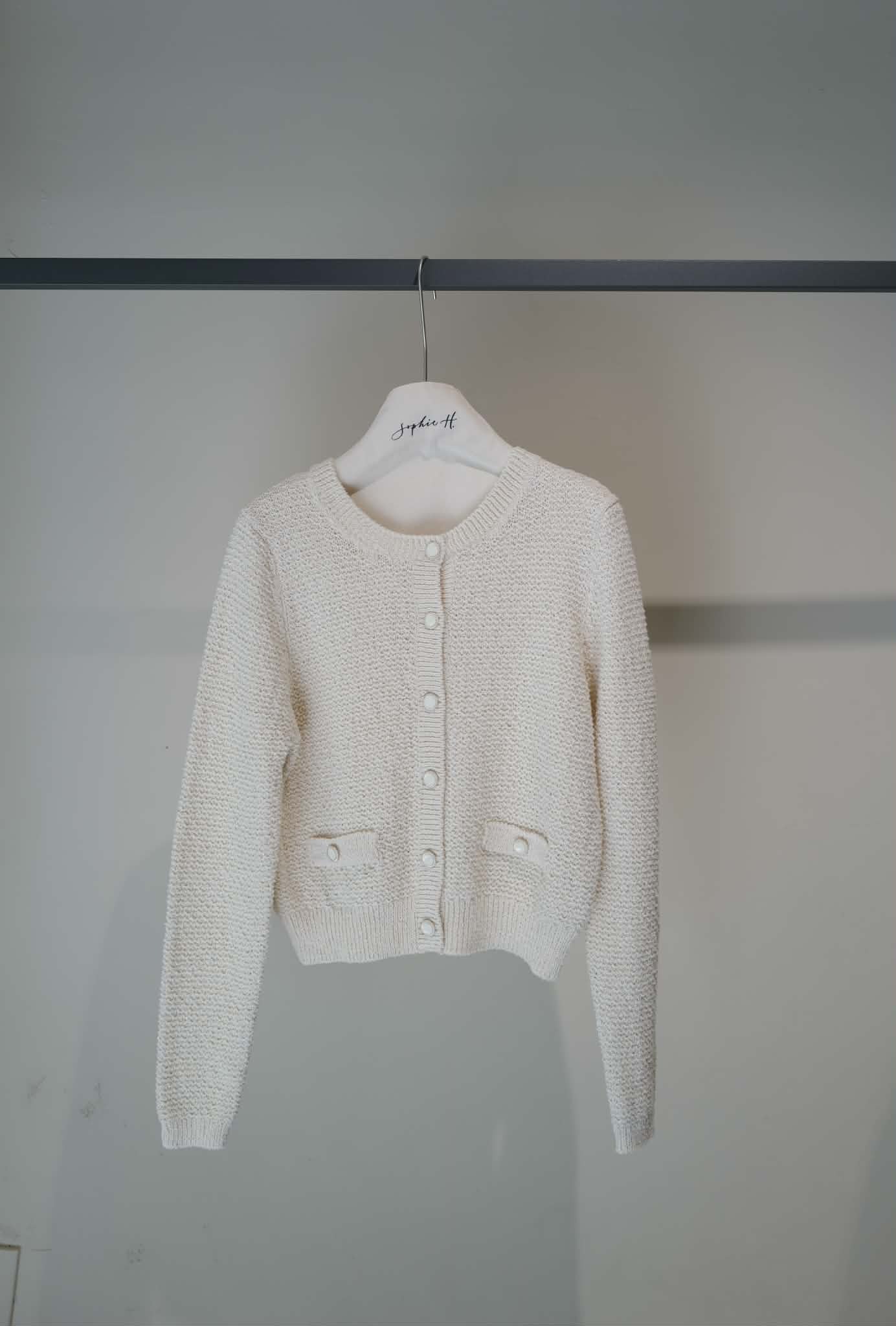 PA18 小香風圓領鉤織開襟衫