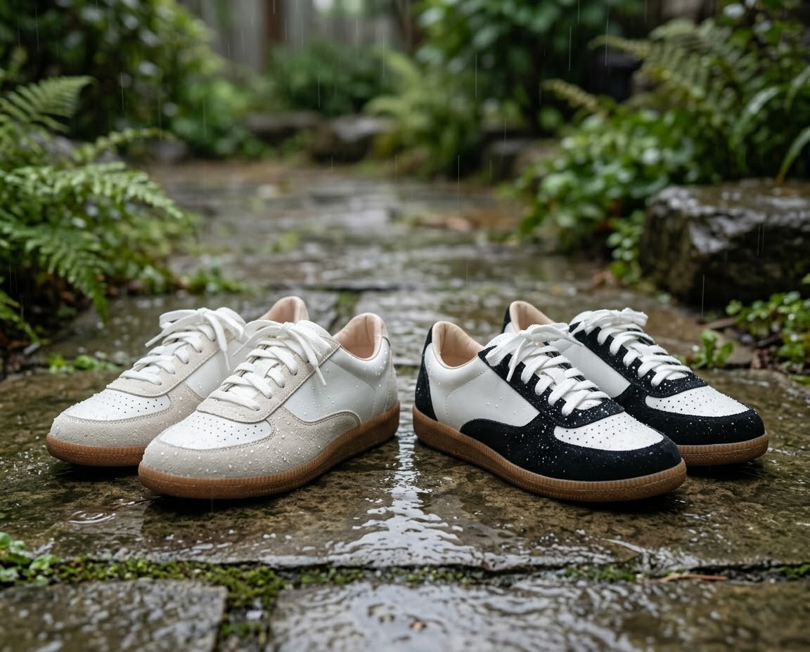 百搭神色任妳挑選：溫柔質感「奶油杏」與率性俐落「經典黑」。凱西德訓鞋搭載 3M 防潑水麂皮材質，日常小雨不怕髒，輕鬆駕馭各種風格。