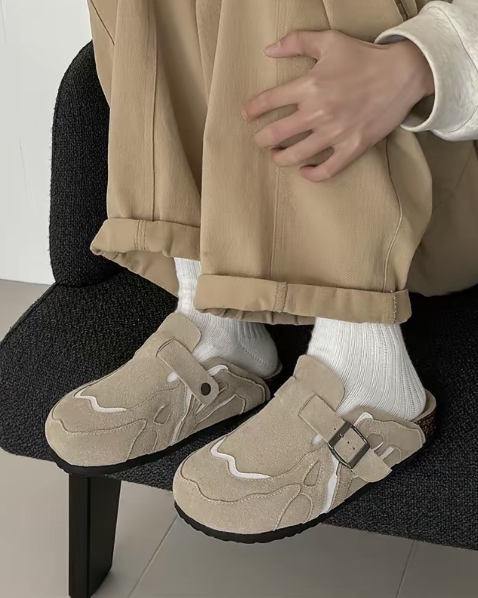 kaltendin 解構懶人鞋 勃肯鞋 麂皮 耐磨 防滑 厚底 拖鞋 男女鞋 深灰 卡其 軍綠