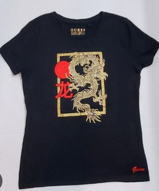 [S] GUESS LONG CNY TEE,JET BLACK A996, QBOI46K9TJ1-JET BLACK A996 [FINAL SALE] (SGU535)