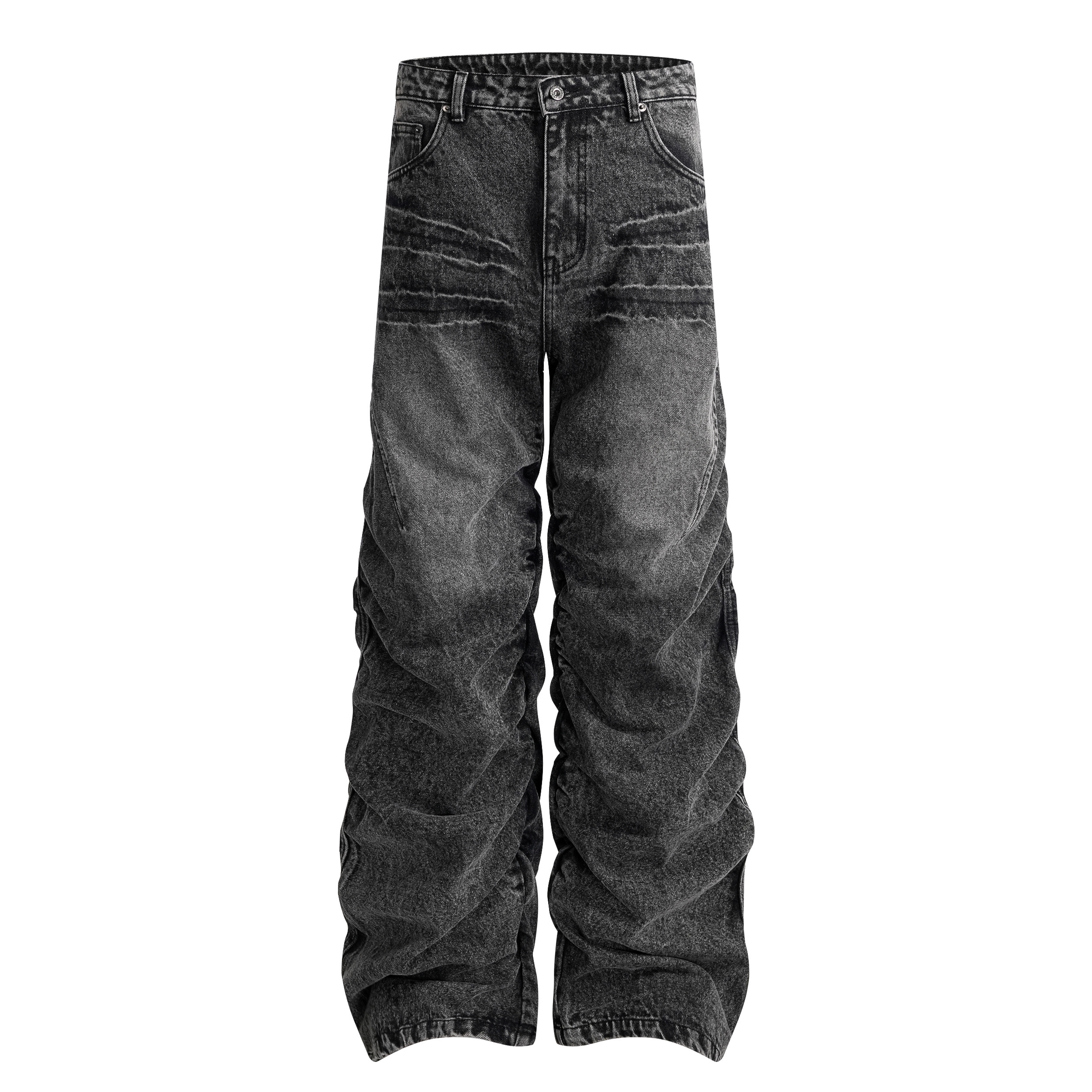 《S.V》極致垂感貓鬚刷色闊腿長褲