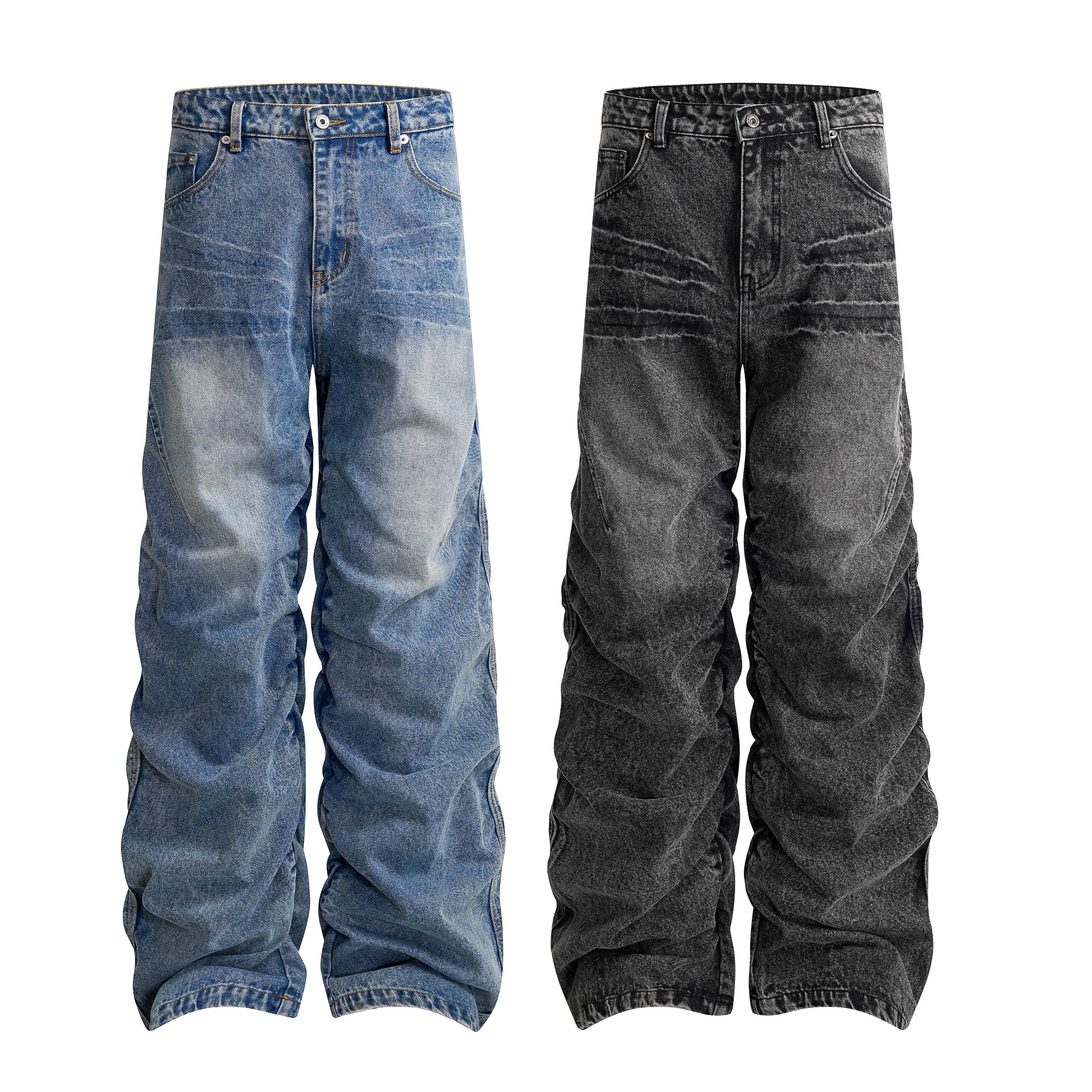 《S.V》極致垂感貓鬚刷色闊腿長褲