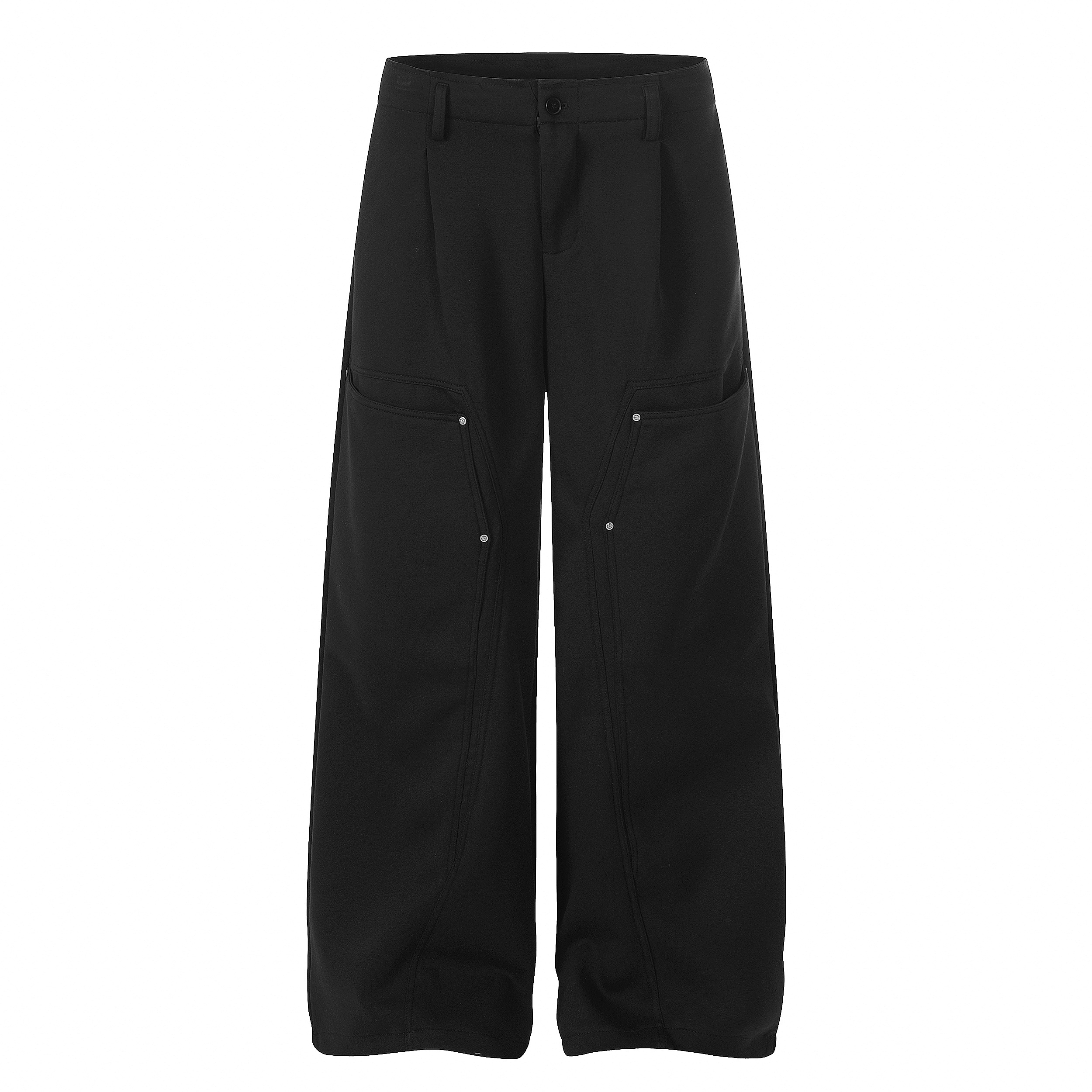 《S.V》畫家鉚釘重磅直筒棉褲