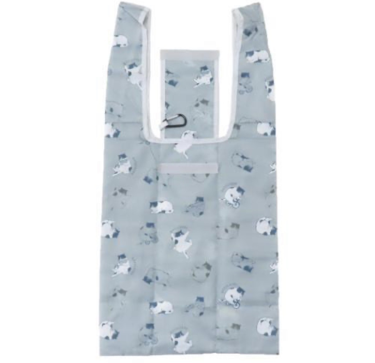 JP 黑白貓 捲狀式摺疊環保袋 灰 2332