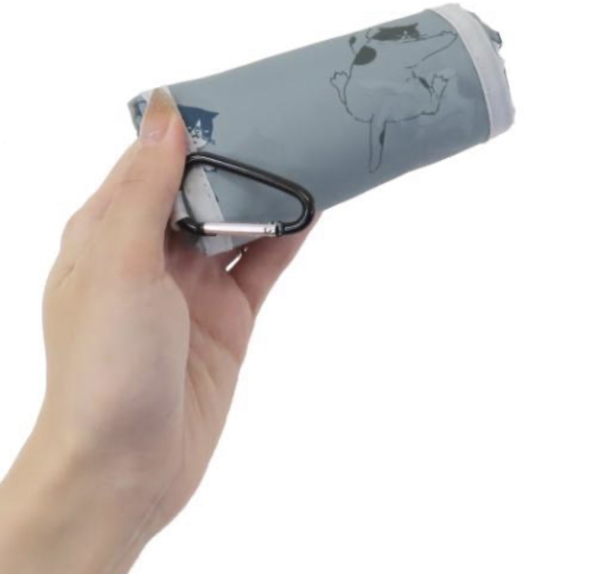 JP 黑白貓 捲狀式摺疊環保袋 灰 2332