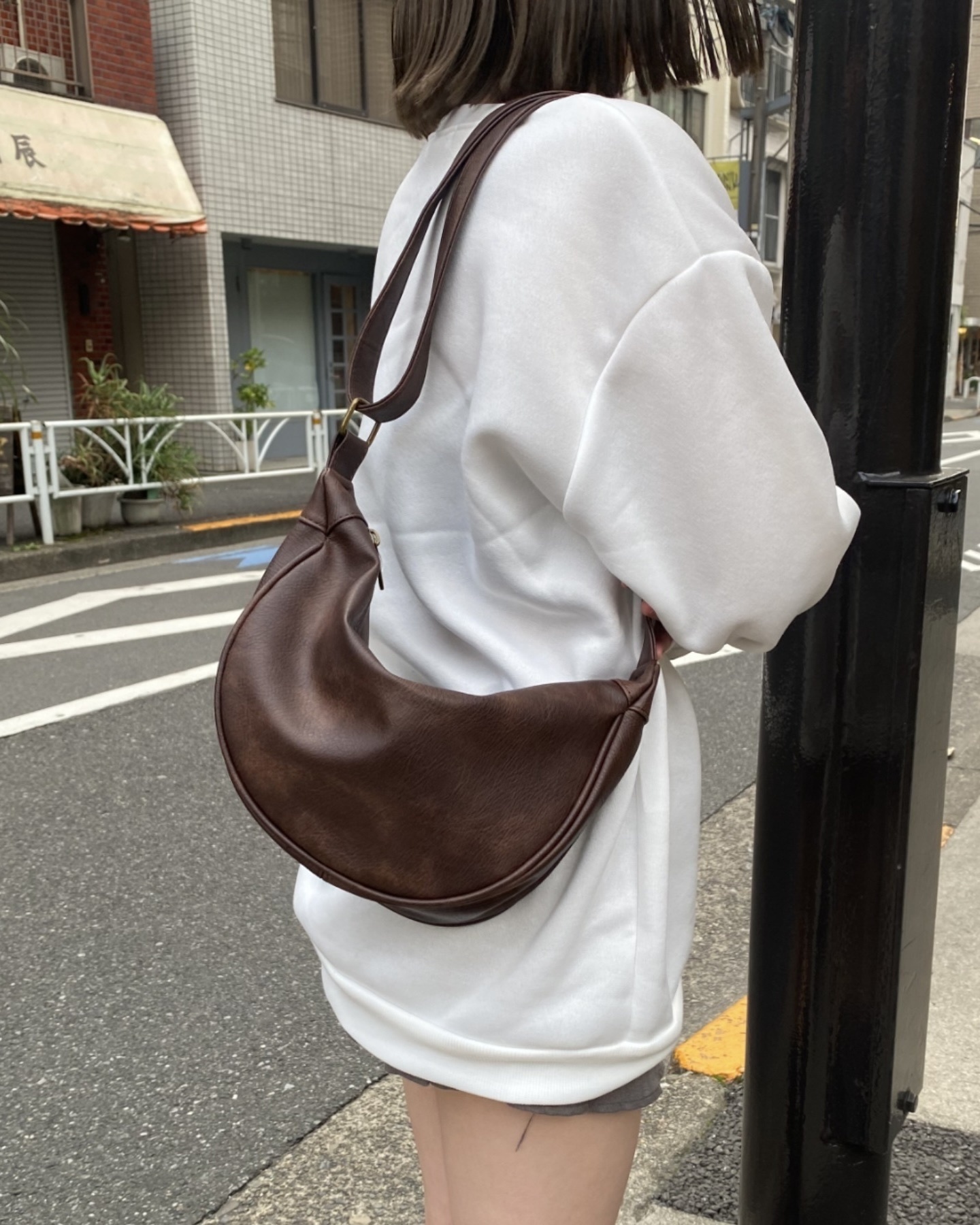 日本 link lot 半月包 單肩包 肩背包 尼龍 皮革 共五色