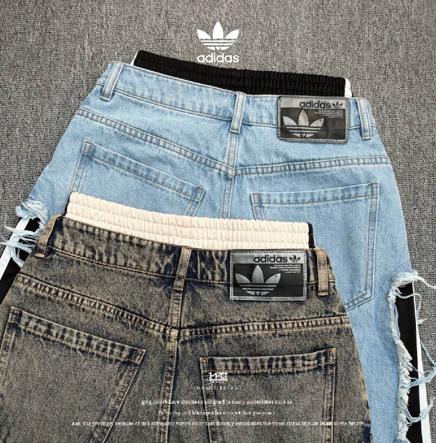 Adidas originals 假兩件 美式街頭 刷破水洗 牛仔棉褲 兩色 KY5192 KY5193