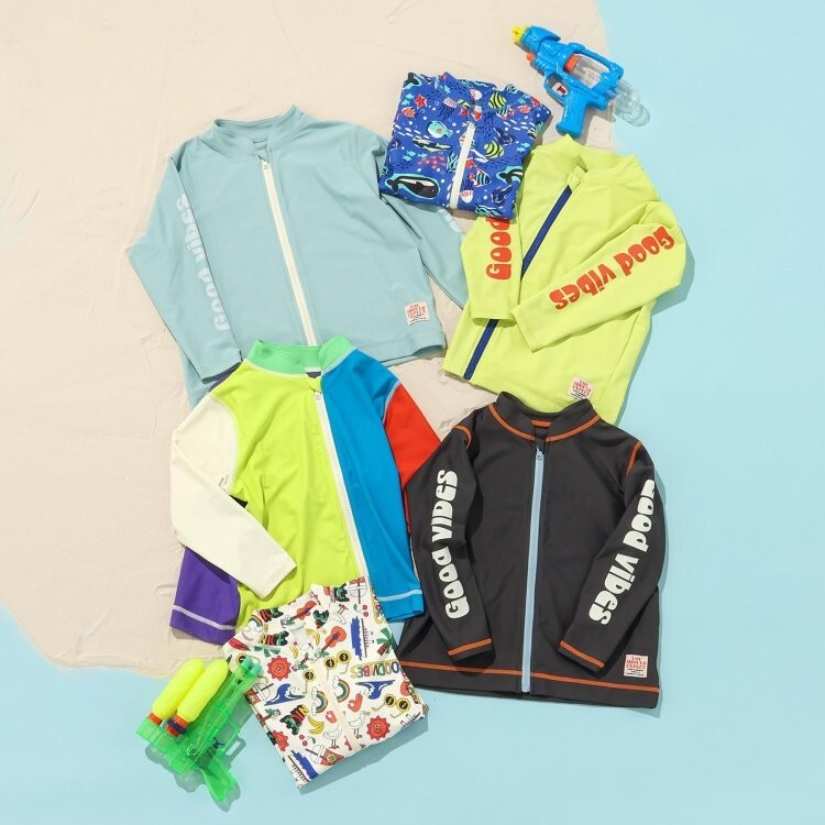 日本 90-150 兒童6款拉鍊防曬泳衣 外套