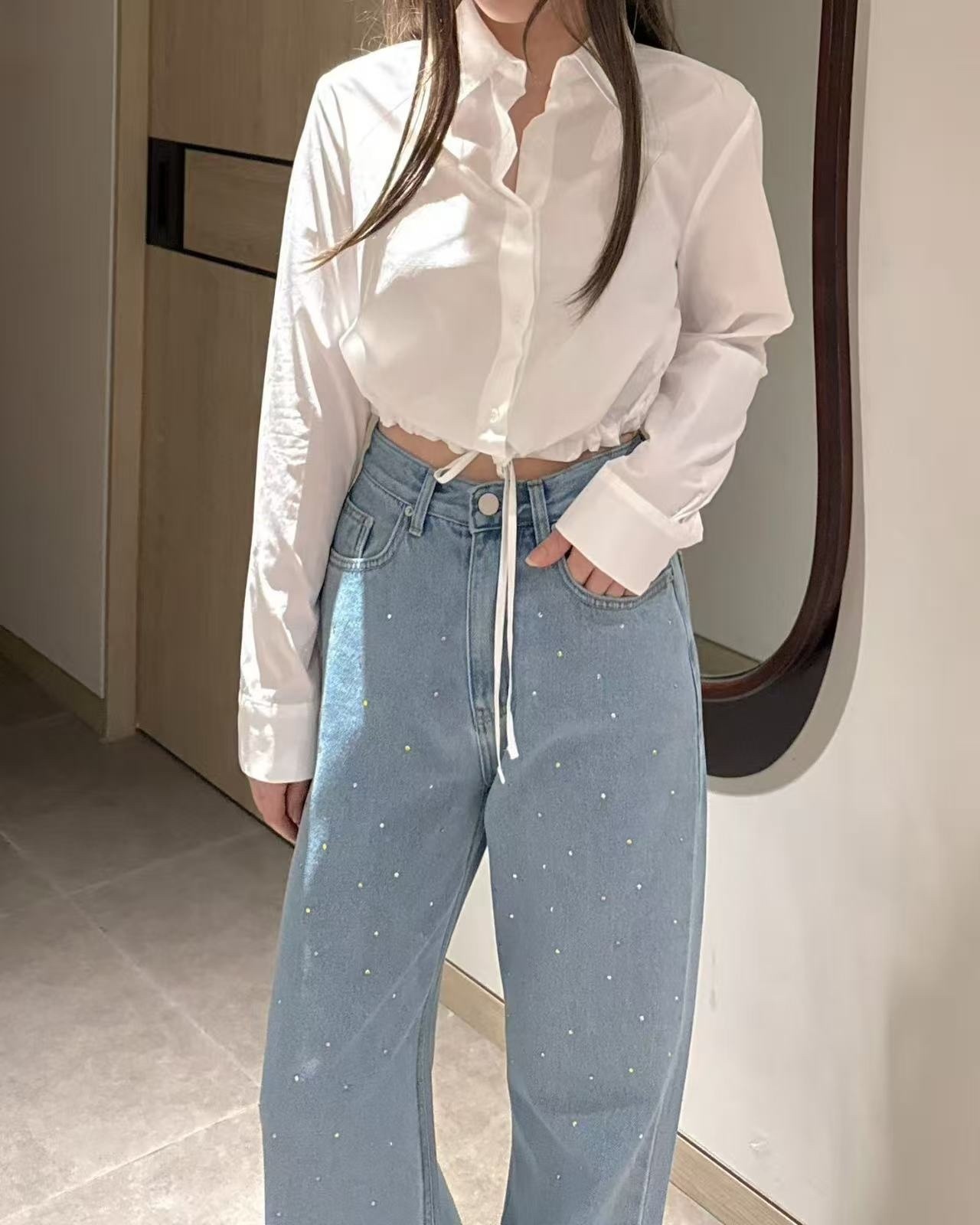 正韓水鑽牛仔褲（新款彩鑽版）