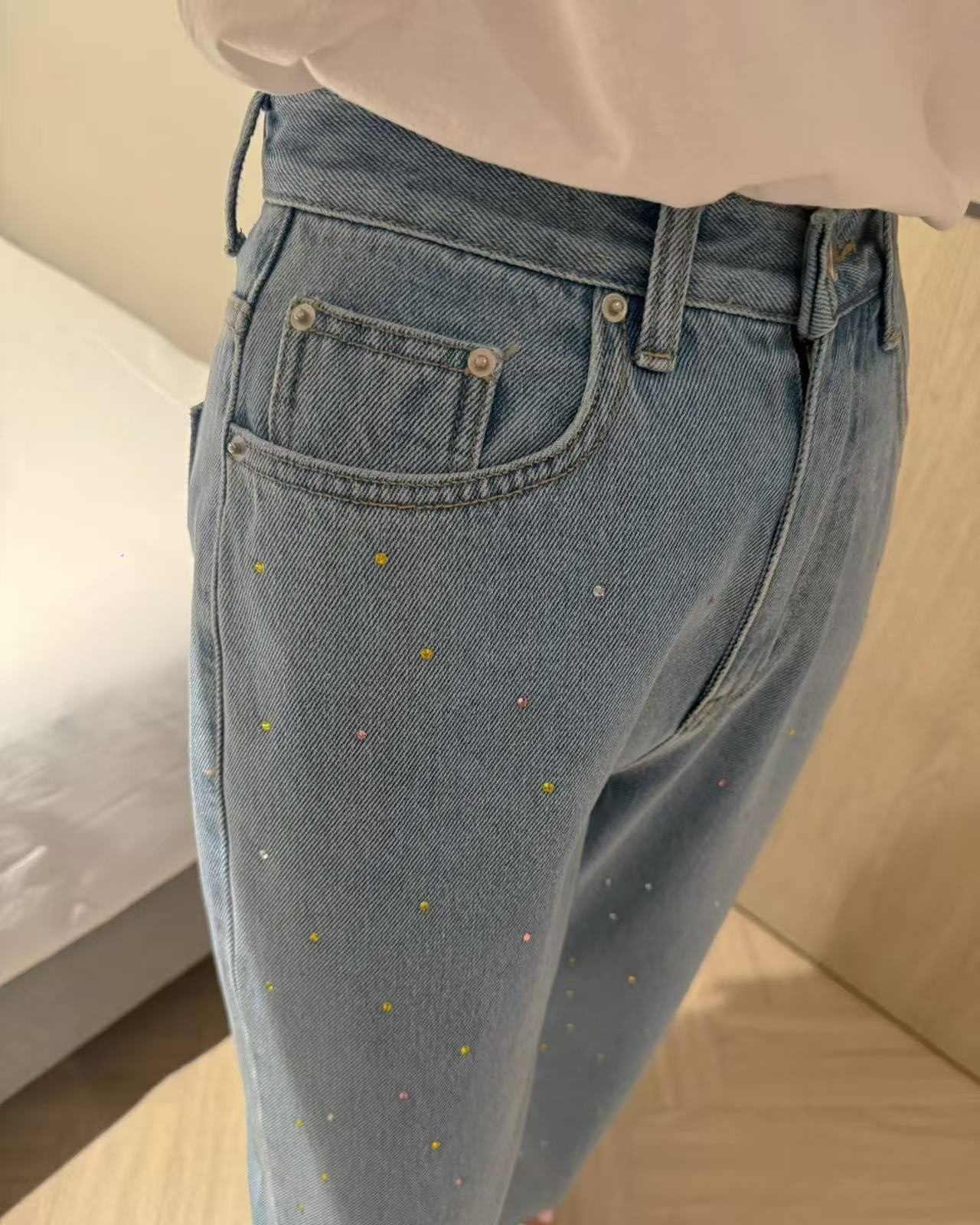 正韓水鑽牛仔褲（新款彩鑽版）