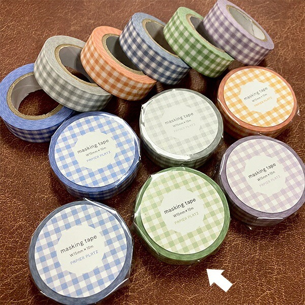 綠色格子 和紙膠帶｜日本PAPIER PLATZ