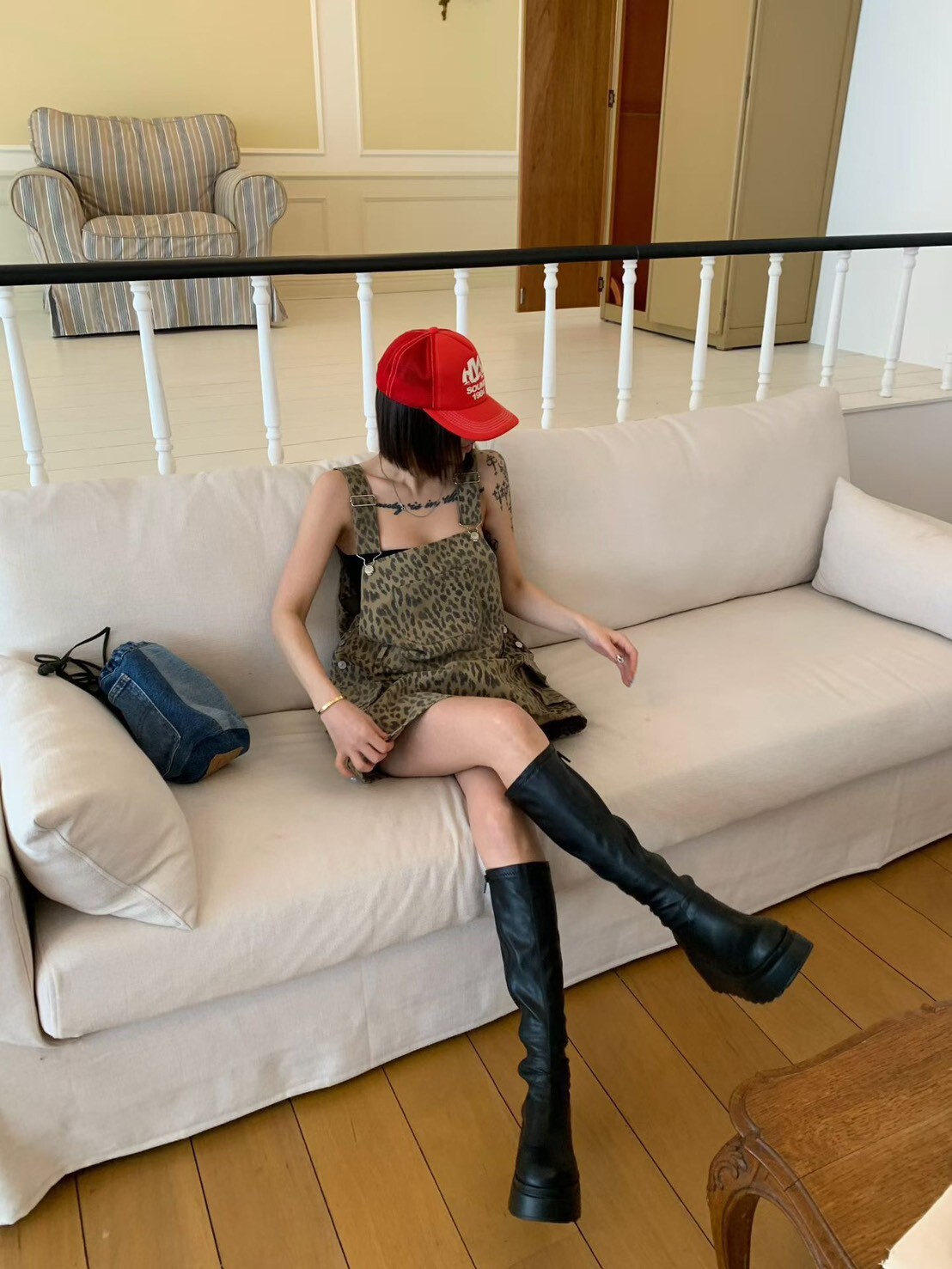 吊帶單寧布短裙