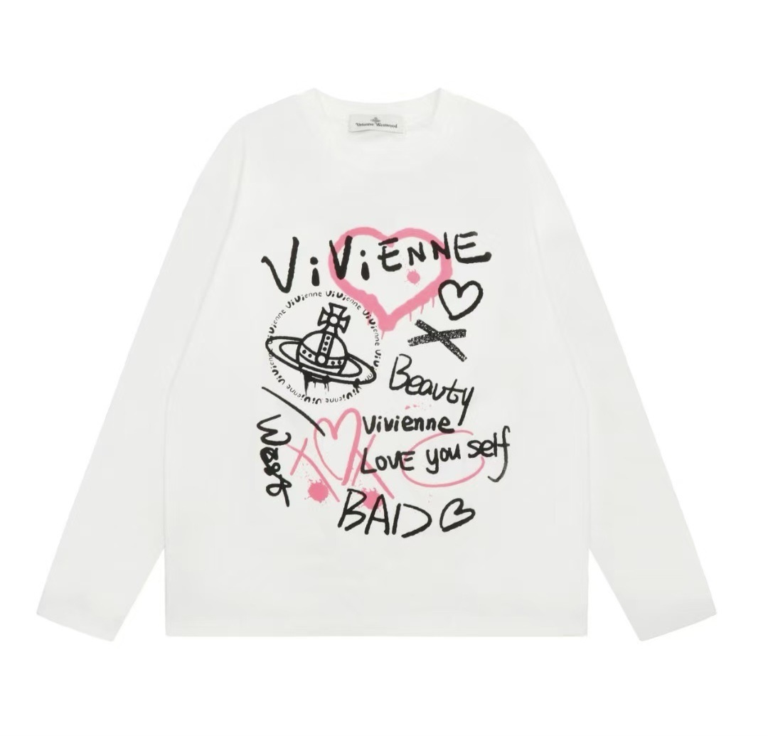 Vivienne Westwood 白色 經典塗雅圖案 長袖Tee