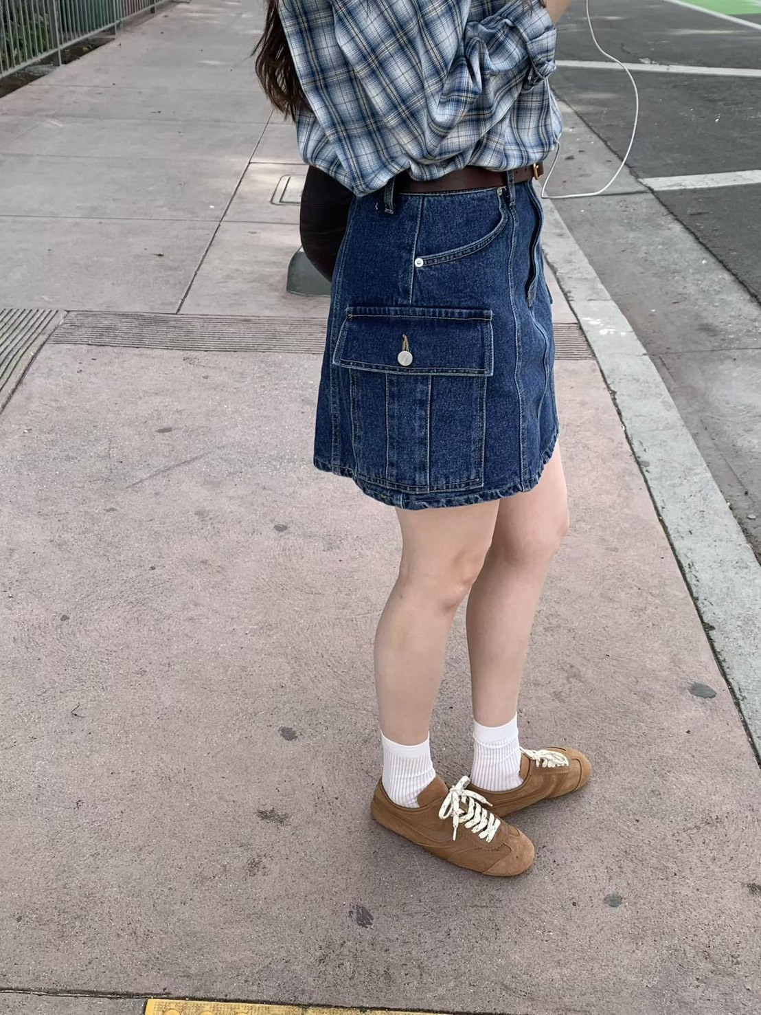 側蓋袋牛仔短裙(內安全褲)