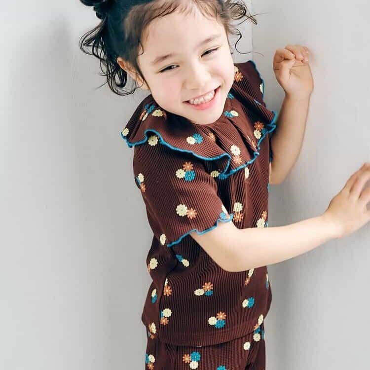 日本 90-140 荷葉領華夫格上衣 5色