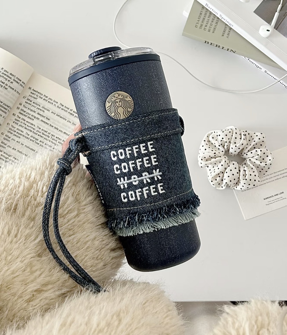 2026春季新款 STARBUCKS 星咖系列 星巴克 單寧牛仔風 不銹鋼 咖啡杯 桌面杯 620ML