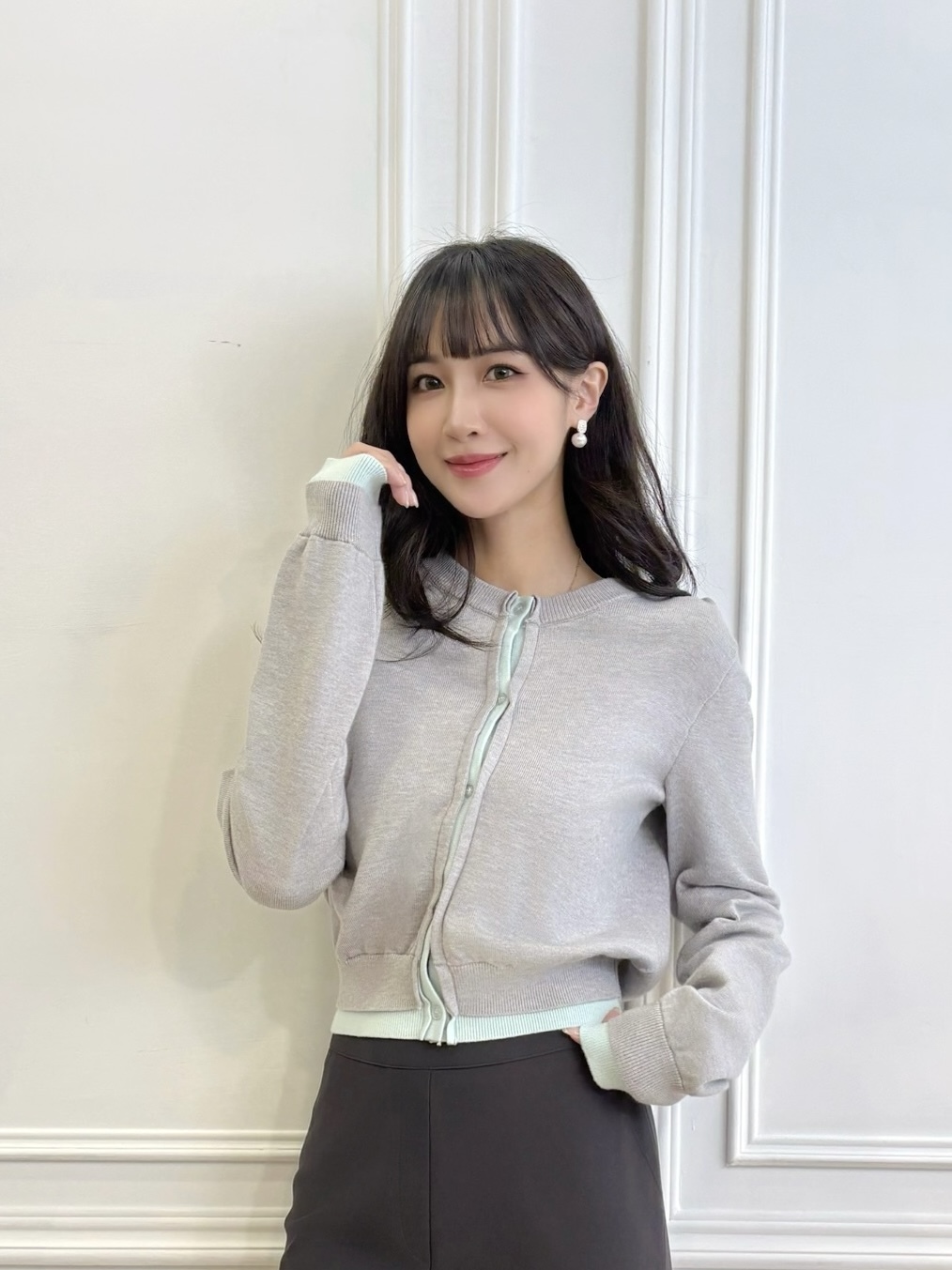 拼接雙色針織上衣