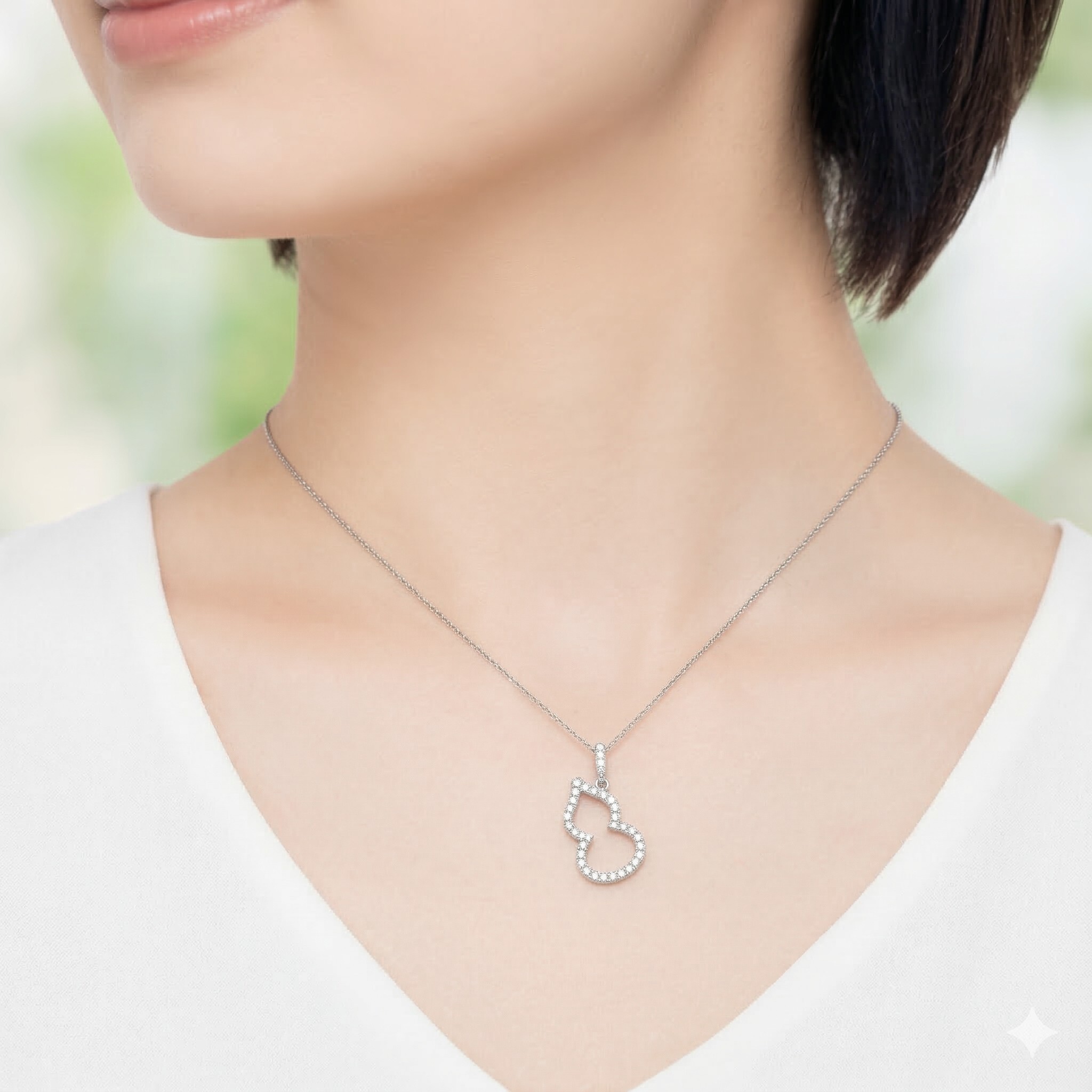 全新18K白金42份鑽石吊墜