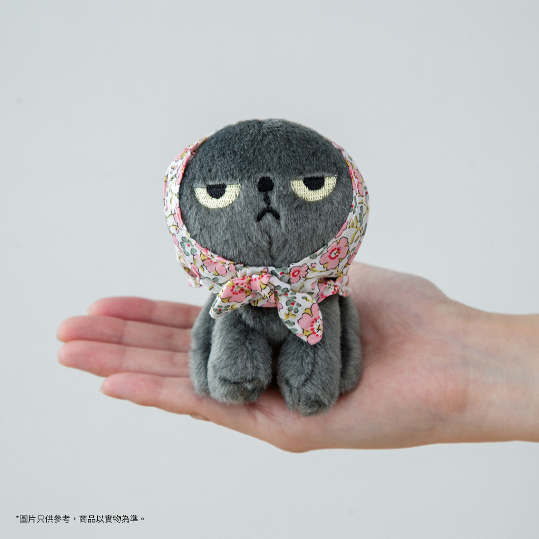 Angry Machiko公仔鑰匙扣 (粉紅碎花頭巾)