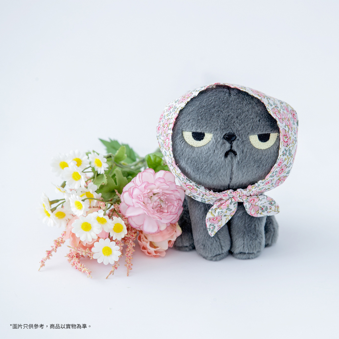 Angry Machiko毛絨公仔 (粉紅碎花頭巾)