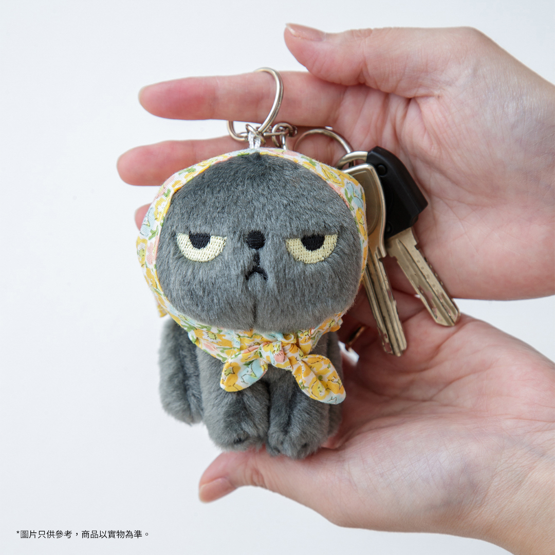 Angry Machiko公仔鑰匙扣  (黃色碎花頭巾)