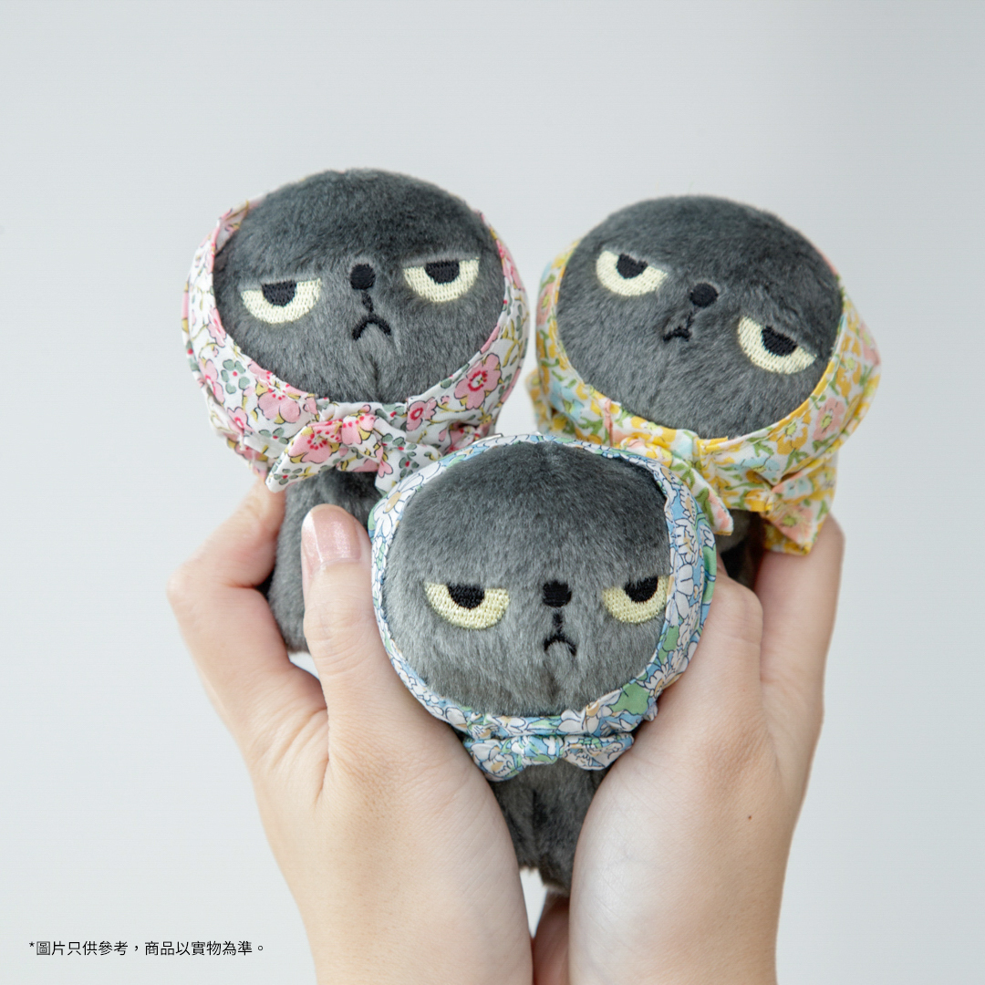 Angry Machiko公仔鑰匙扣  (黃色碎花頭巾)