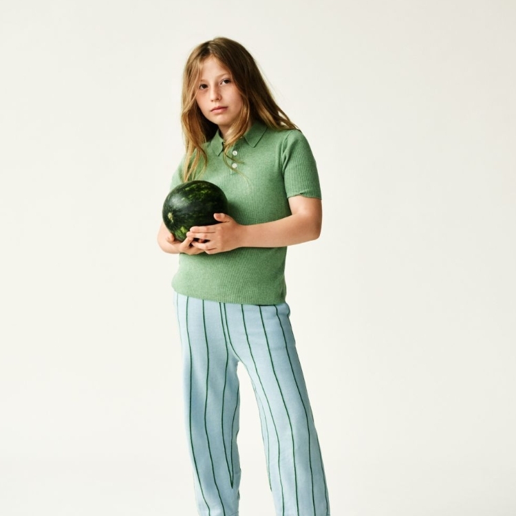 FUB 細坑條Polo領上衣 Polo - apple melange