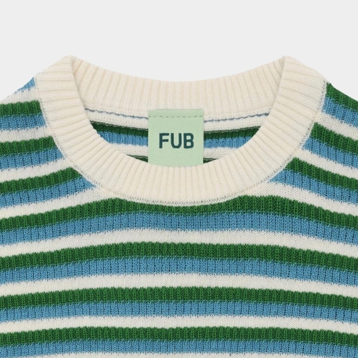 FUB 雙色條紋針織上衣 Structure Tee - ecru/sea/pine