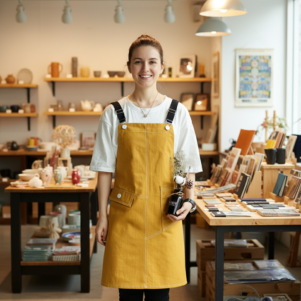 斜角雙拼職人文青圍裙