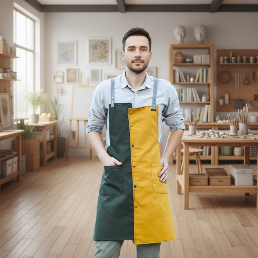 拼接撞色職人圍裙