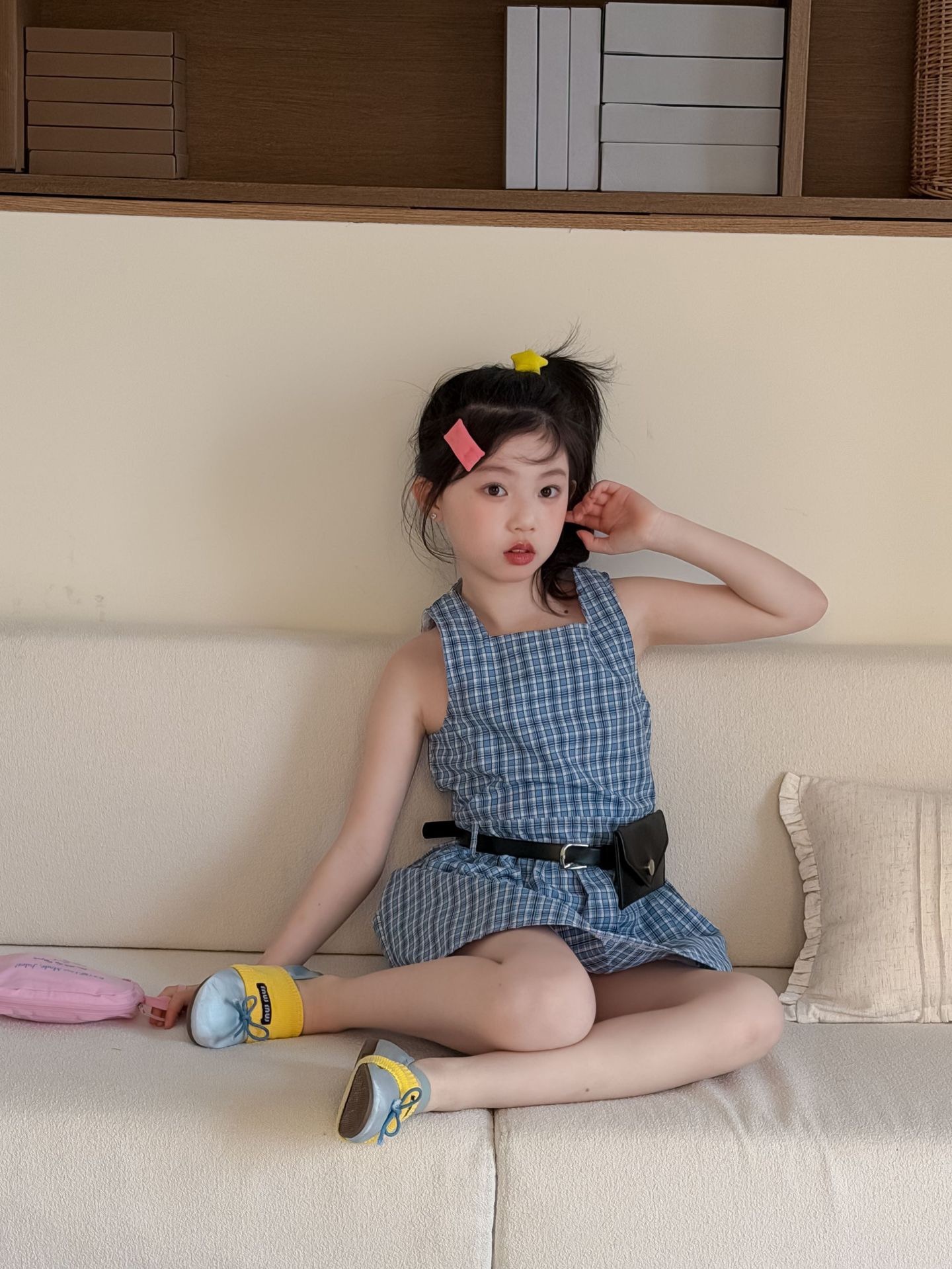 學院風藍格子洋裝