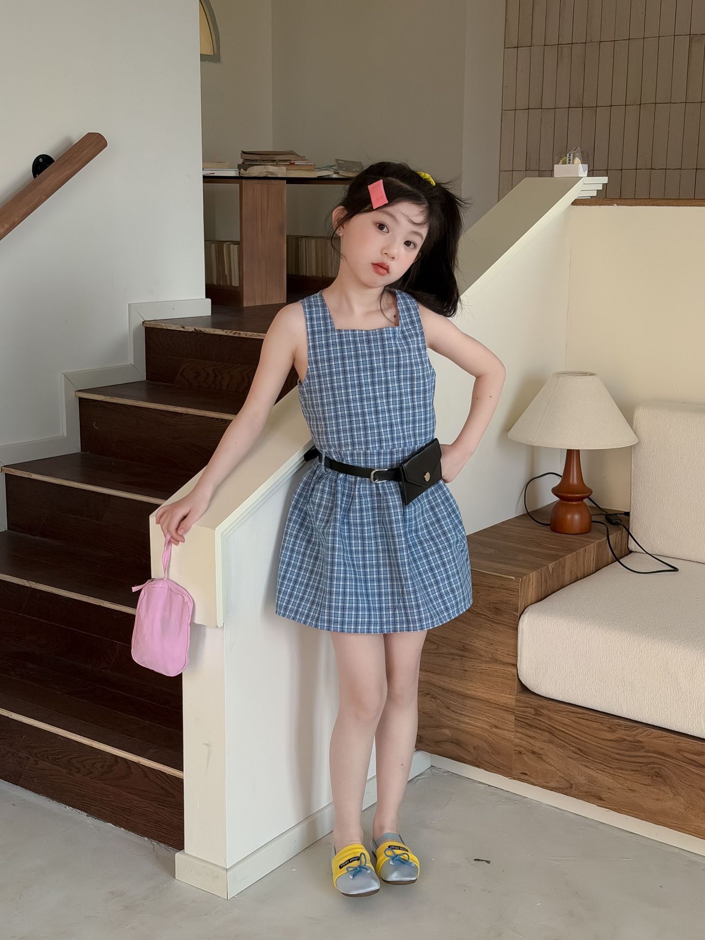 學院風藍格子洋裝