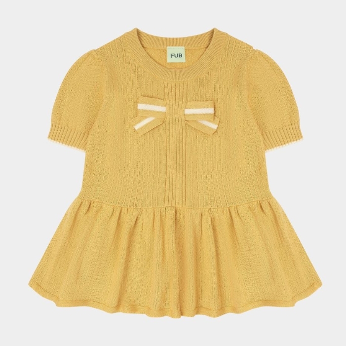 FUB 蝴蝶結傘襬針織上衣 Bow Top - butter