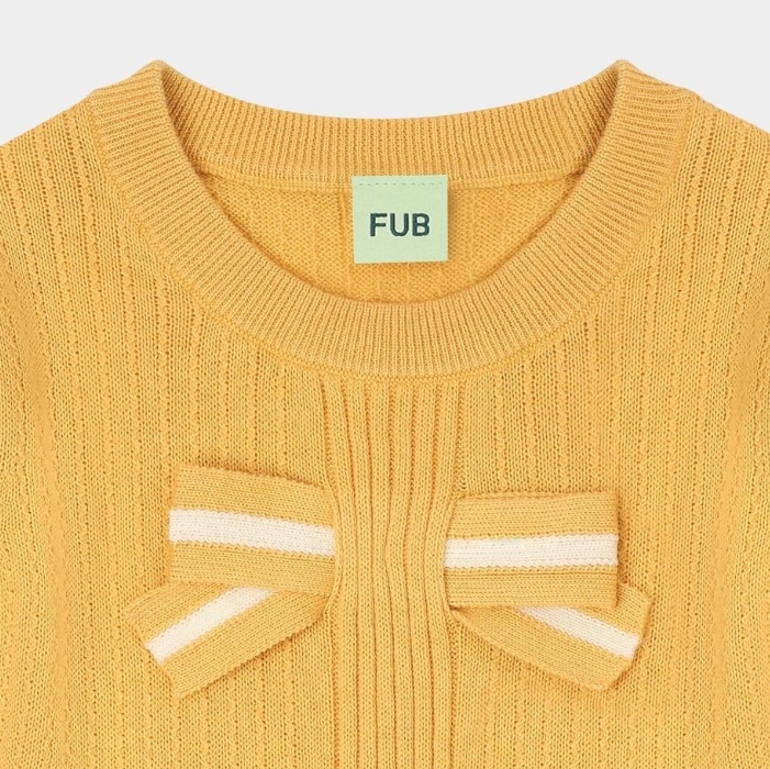 FUB 蝴蝶結傘襬針織上衣 Bow Top - butter